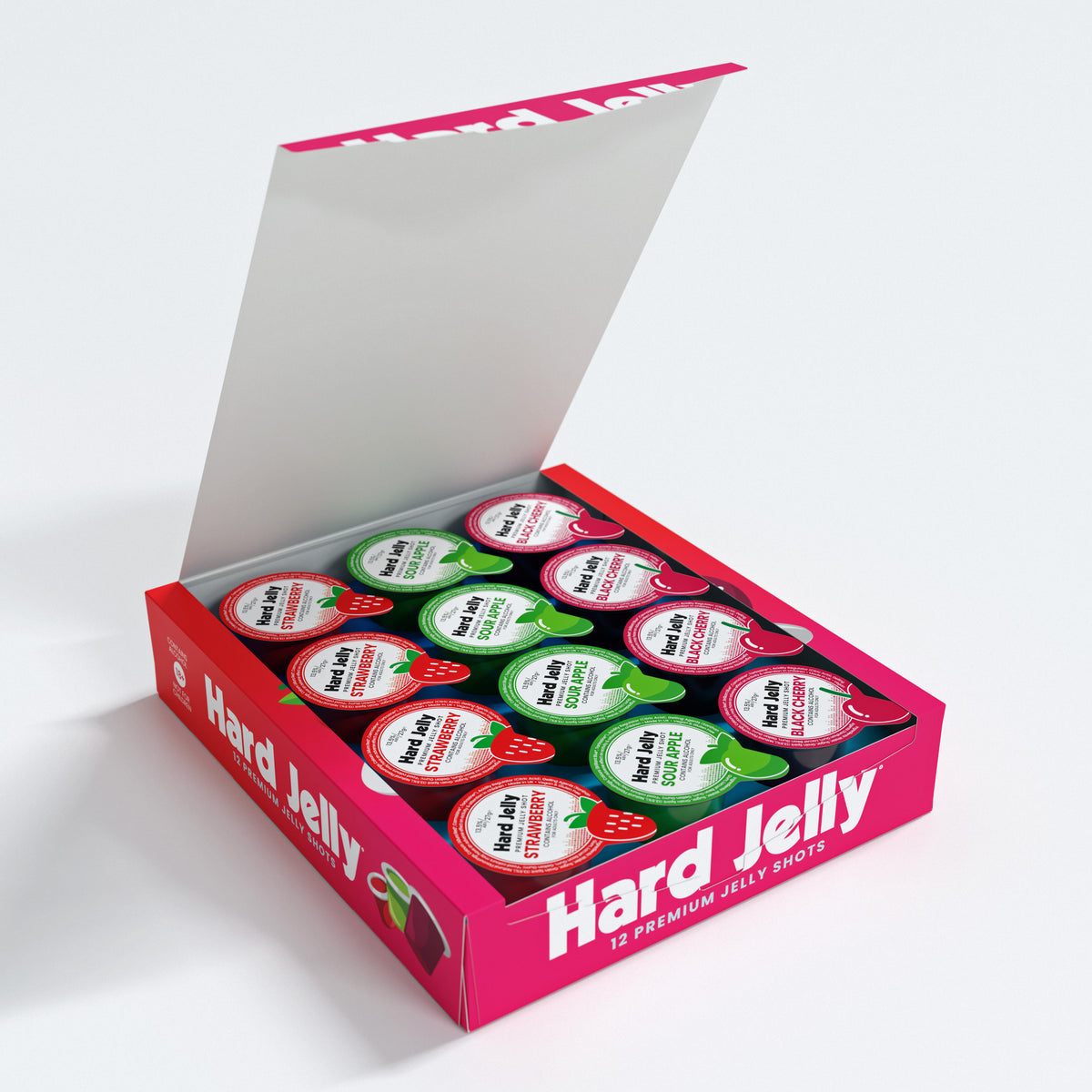 Strawberry, Sour Apple & Black Cherry 13.5% ABV vodka jelly shots
