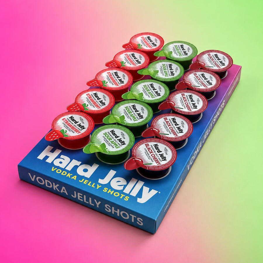 Strawberry, Sour Apple & Black Cherry vodka jelly shots
