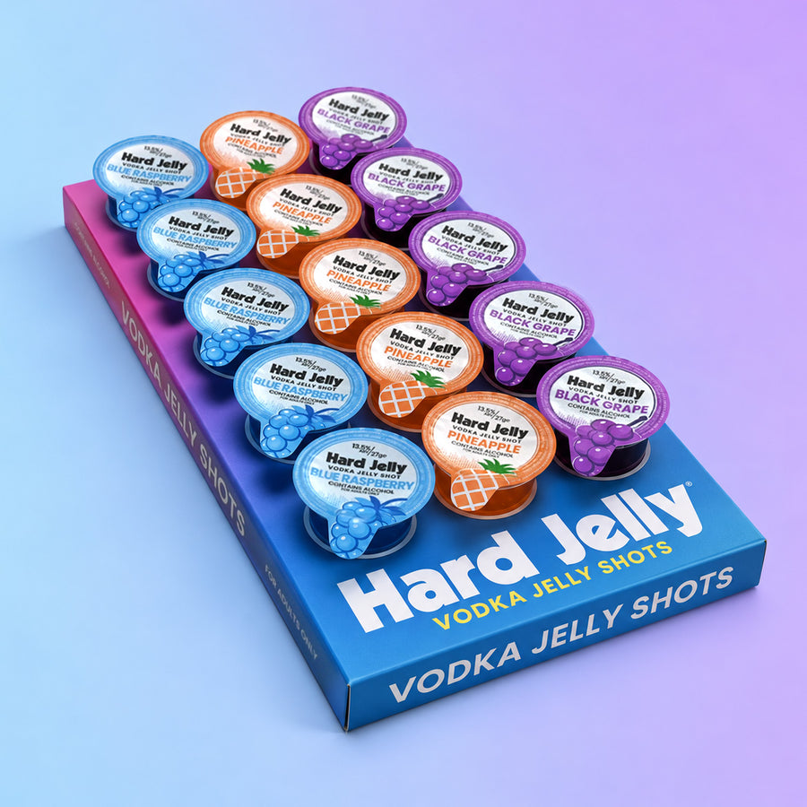 Blue Raspberry, Pineapple & Black Grape vodka jelly shots