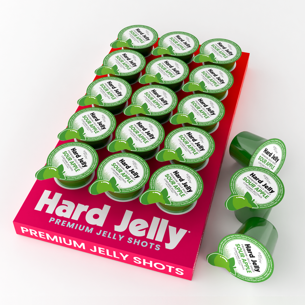 Sour Apple 13.5% ABV Jelly Shots (15 pots)