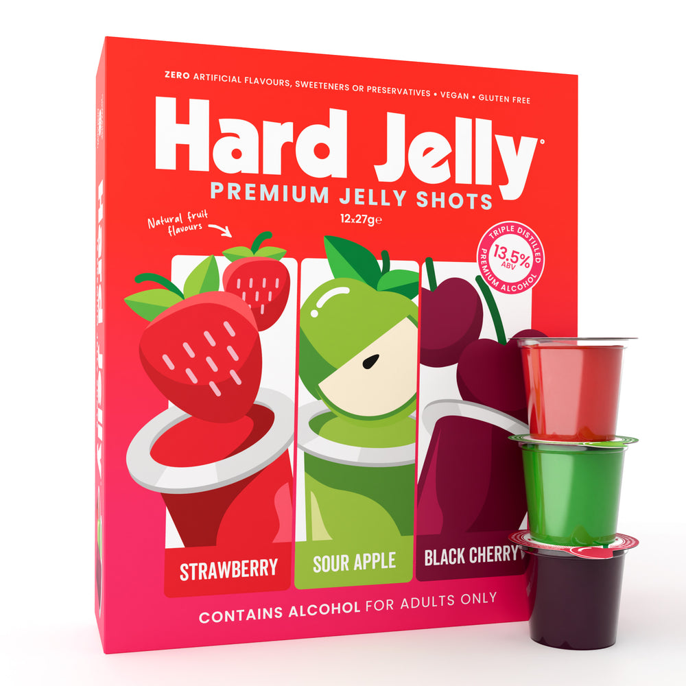 Strawberry, Sour Apple & Black Cherry 13.5% ABV jelly shots