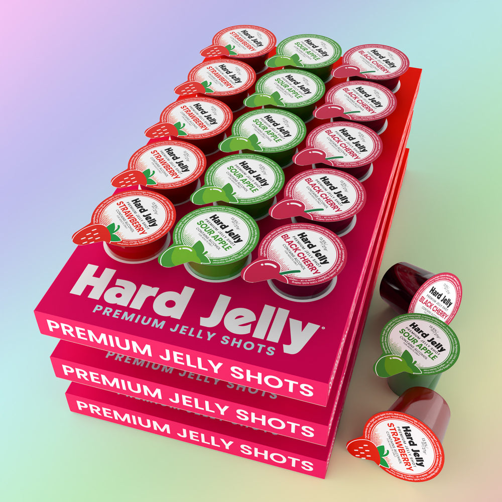 Strawberry, Sour Apple & Black Cherry 13.5% ABV jelly shots